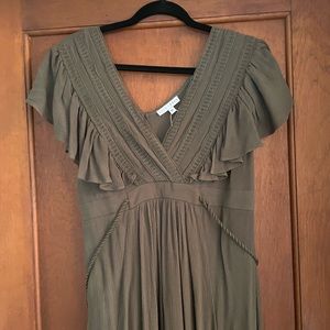 Baltic Born Dark Olive Deep V Maxi Dress XL